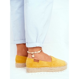 FRBS Espadrilles Femme Sur Plateforme Jaune La Playa En Lin 3