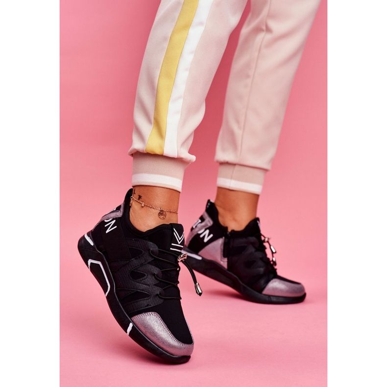 SEA Chaussures De Sport Pour Femmes Avec Une Fermeture Éclair Et Un Revers Noir Gris Terfin 1