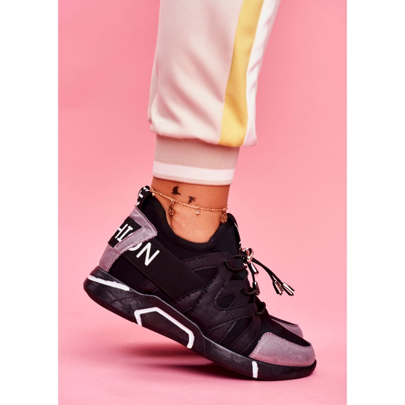 SEA Chaussures De Sport Pour Femmes Avec Une Fermeture Éclair Et Un Revers Noir Gris Terfin le noir 2