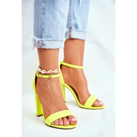 ADY Sandales à Talon Femme Jaune Néon Anastasie 4