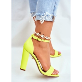 ADY Sandales à Talon Femme Jaune Néon Anastasie 3