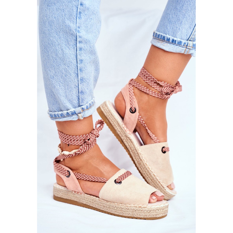 FRJ Espadrilles Femme Sur La Plateforme En Lin Monacoz Beige 2