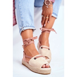 FRJ Espadrilles Femme Sur La Plateforme En Lin Monacoz Beige 1