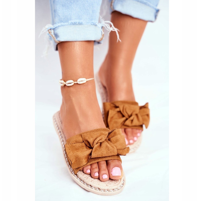 FRJ Chaussons Femme Nœud Camel Happiness brun 1