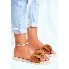 FRJ Chaussons Femme Nœud Camel Happiness brun 2