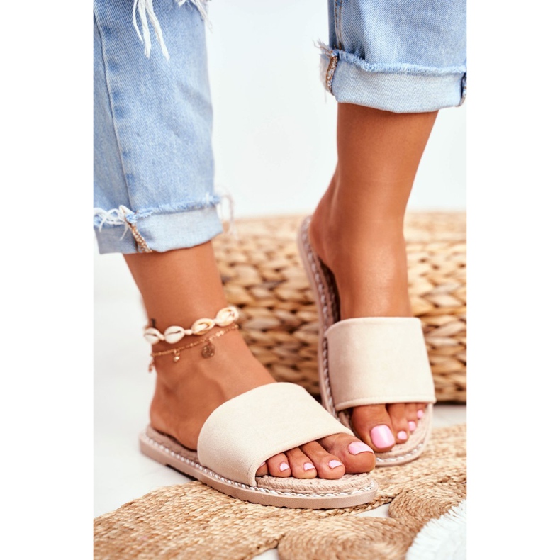 FRJ Chaussons Classiques Femme Daim Beige Look At Me 2