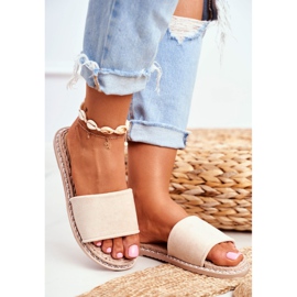 FRJ Chaussons Classiques Femme Daim Beige Look At Me 3