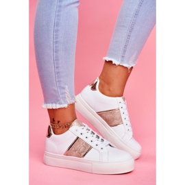 Chaussures de sport pour femmes blanches et dorées Keep Going 1