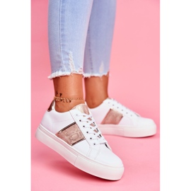 Chaussures de sport pour femmes blanches et dorées Keep Going 2