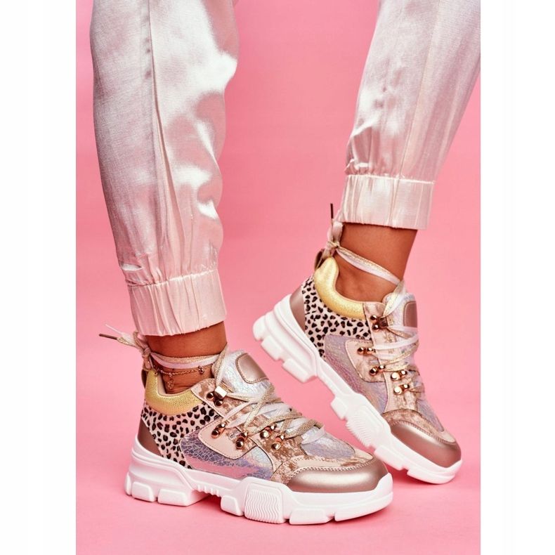 Moow Chaussures de sport pour femmes Baskets Totally Crazy beige argent multicolore 1