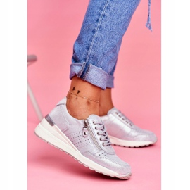 Vinceza Chaussures de sport pour femmes Baskets Cuir Argent FT20-8675 Better Way gris 2