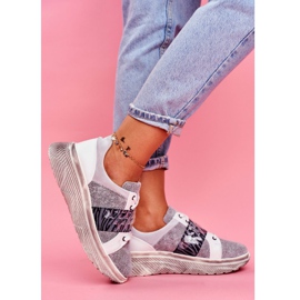 Chaussures de sport Baskets en cuir pour femmes Maciejka 04448-03 blanche gris 1