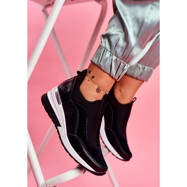 Vinceza Chaussures en cuir à enfiler pour femmes noires SG20-7769 1