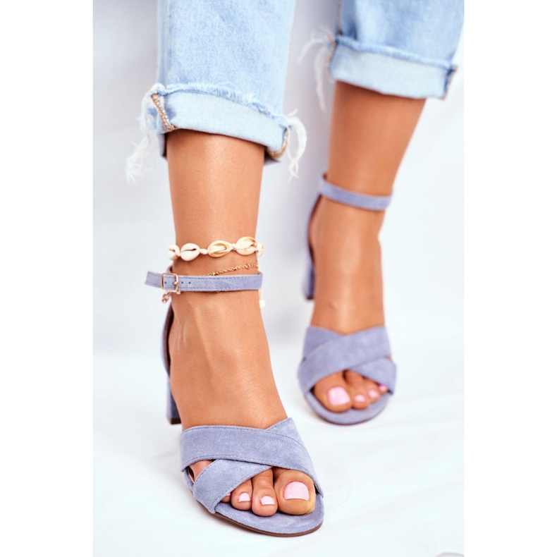 SEA Sandales en daim sur une barre Bleu Nela 1