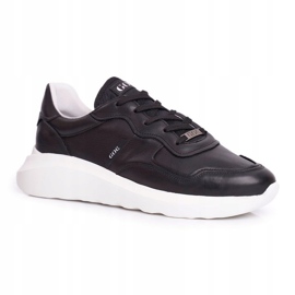 GOE Chaussures de sport pour hommes en cuir noir FF1N3008 1