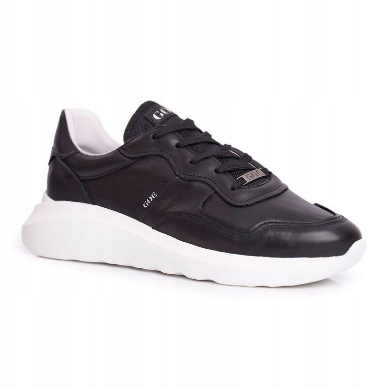 GOE Chaussures de sport pour hommes en cuir noir FF1N3008 1