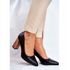 Escarpins Femme Sur Un Talon Doré Sergio Leone Noir PB216 1