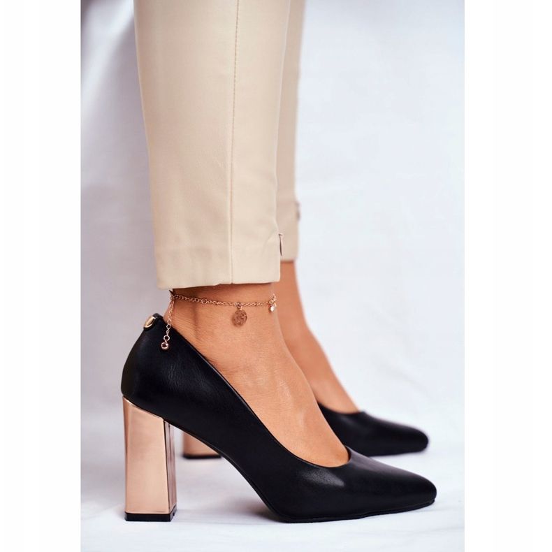 Escarpins Femme Sur Un Talon Doré Sergio Leone Noir PB216 le noir 2