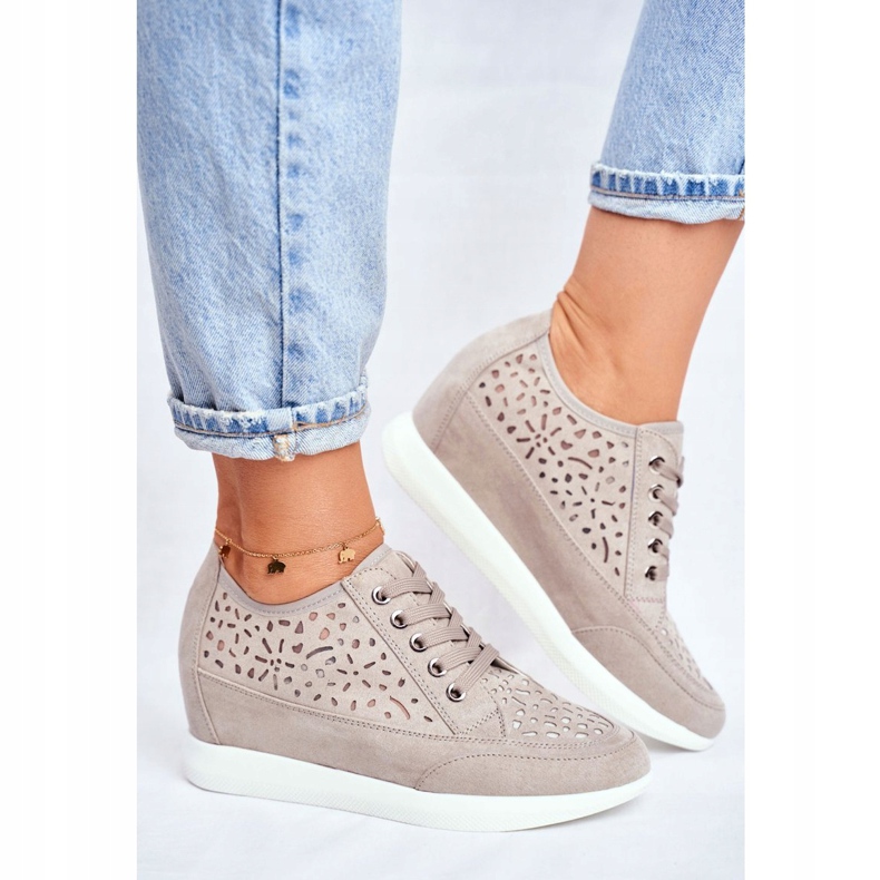 Baskets Sergio Leone Femme Gris Ajouré PB122 1