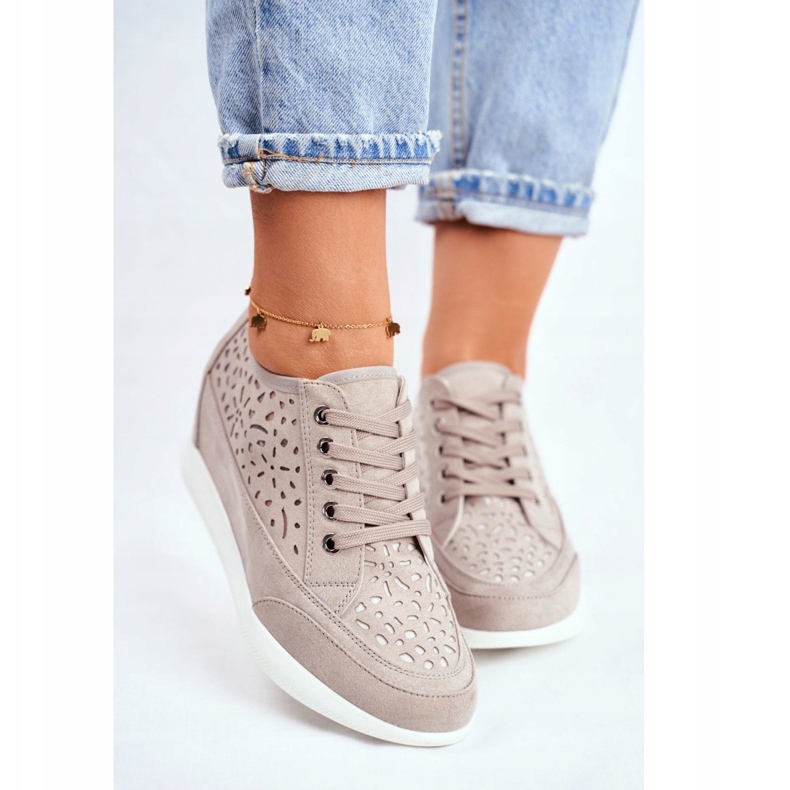 Baskets Sergio Leone Femme Gris Ajouré PB122 2