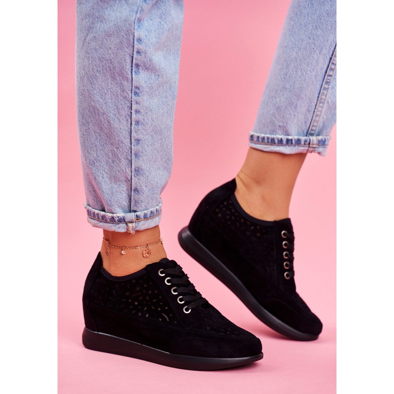 Baskets Femme Sergio Leone Ajouré Noir PB122 le noir 2