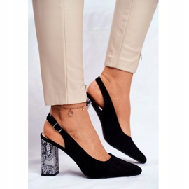 Escarpins pour femmes à talon ouvert Sergio Leone Black Snake PB218 noir 1