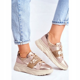 Chaussures de sport Baskets en cuir pour femmes Maciejka 04448-25 beige multicolore doré 1