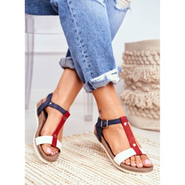 EVE Sandales Plates Pour Femmes 8SD35-0306 Bleu Marine Dubi brun 2