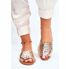 EVE Sandales à enfiler dorées pour femmes I Like Summer 1