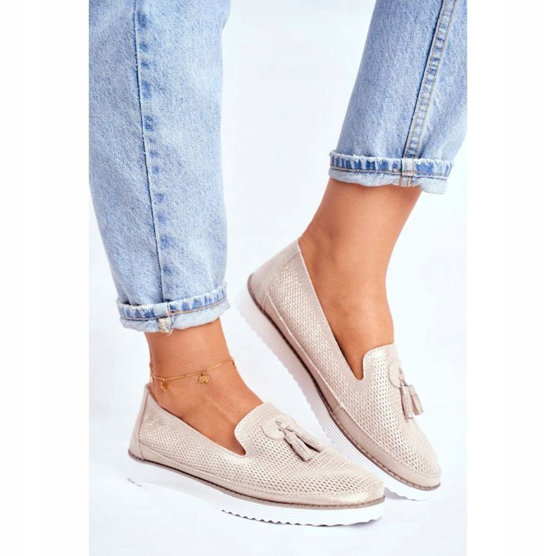 EVE Mocassins Femme Cuir Doré Amore Mio 1