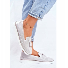 EVE Mocassins Femme Cuir Argent Amore Mio gris 1 EVE Mocassins Femme Cuir Argent Amore Mio gris 1