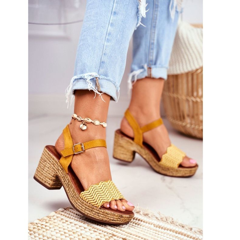 EVE Sandales jaunes Fobi pour femmes sur un talon haut 1