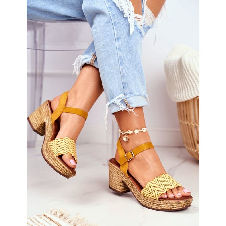 EVE Sandales jaunes Fobi pour femmes sur un talon haut 2