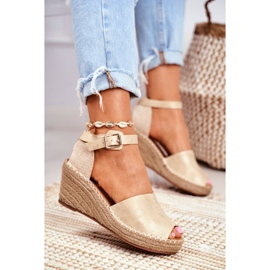 EVE Sandales Femme Espadrilles Compensées Doré Maritta 1