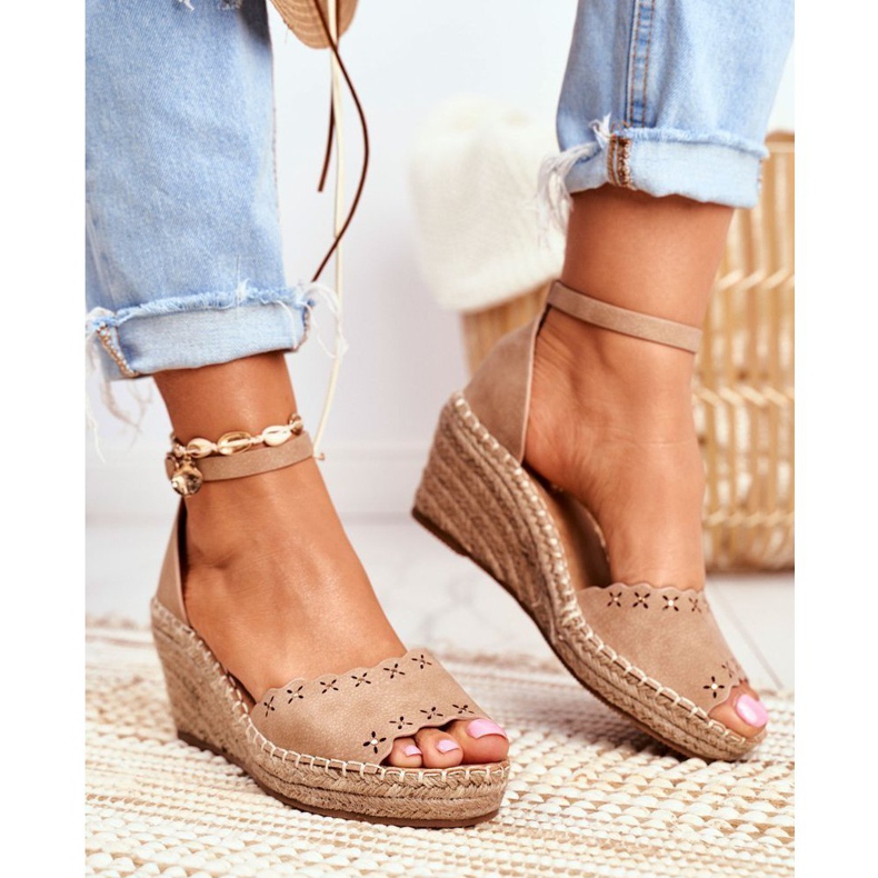 EVE Sandales Sur Compensées Femme Espadrilles Beige Sagittaire 1