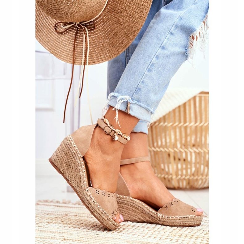 EVE Sandales Sur Compensées Femme Espadrilles Beige Sagittaire 2