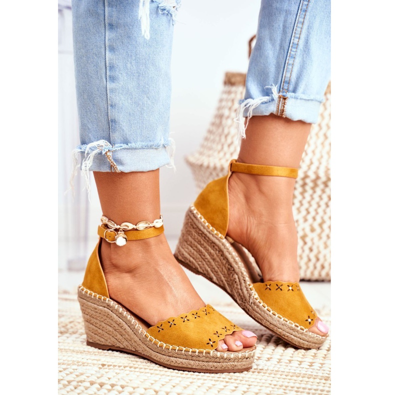 EVE Sandales Femme Espadrilles Compensées Jaune Sagittaire 1