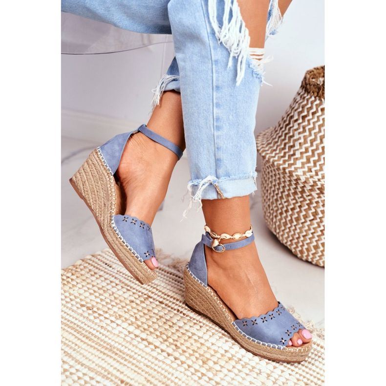 EVE Espadrilles Compensées Sandales Pour Femmes Sagittaire Bleu 2