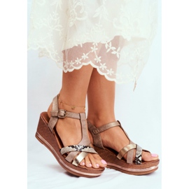 EVE Sandales Femme Sur Compensée Beige Peau De Serpent S'inscrire 2