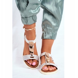 EVE Sandales plates argentées pour femmes avec décorations Milton gris 2