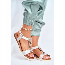 EVE Sandales plates argentées pour femmes avec décorations Milton gris 1