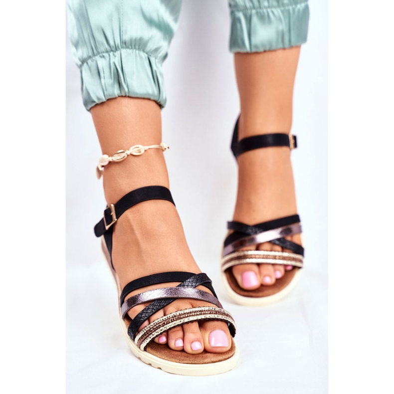 EVE Sandales Plates Femme Noir Replay le noir 1