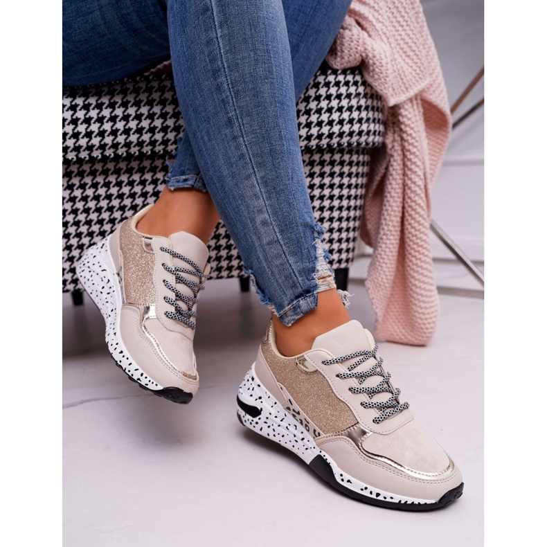 Chaussures Sport Femme Semelle Épaisse Beige Nokien 2