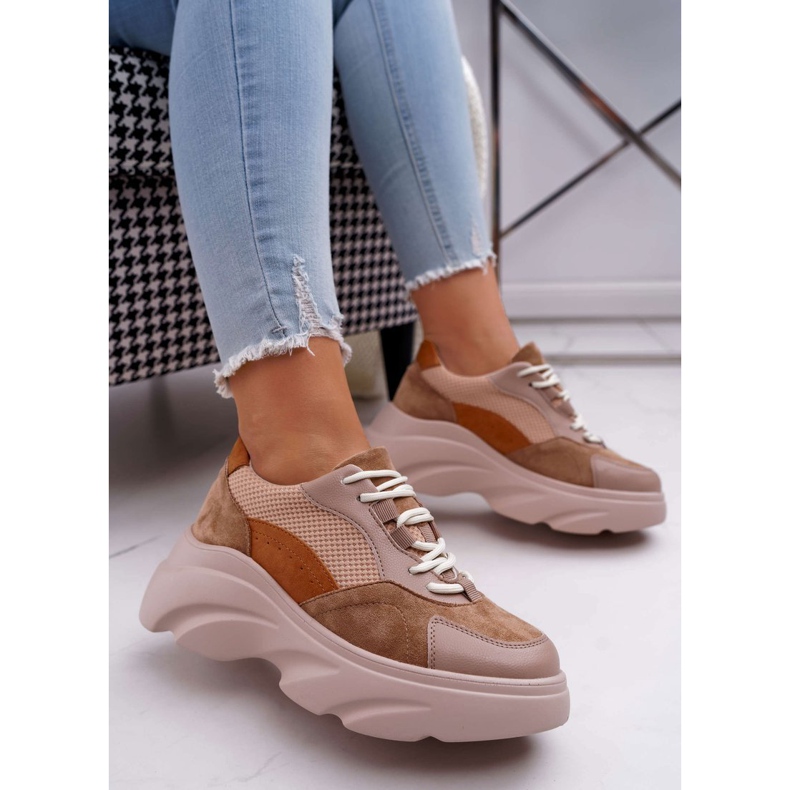 SEA Chaussures Sport Femme Semelle Épaisse Camel Cardamon brun 1