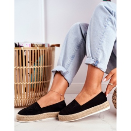 SEA Espadrilles Femme Semelle Épaisse Lin Noir Febi 2