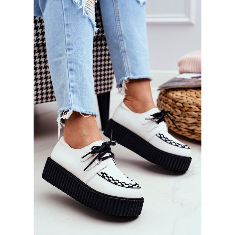 Smith's Creepers en cuir blanc sur la plate-forme Gocain 1