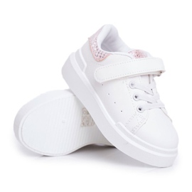 FRROCK Chaussures de sport blanches Ilonka pour enfants avec velcro rose 1