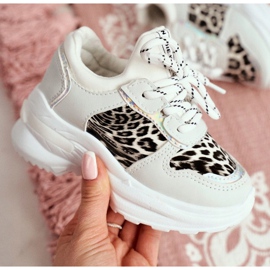 FRROCK Chaussures de sport blanches à imprimé léopard Penny pour enfants gris 2