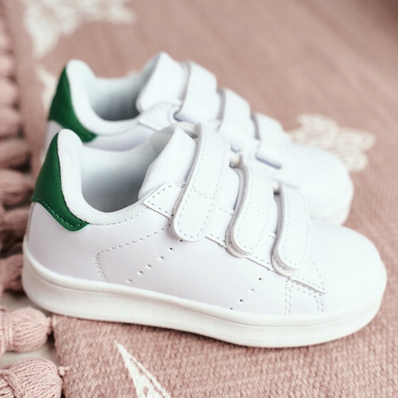 FRROCK Chaussures De Sport Enfant Jeunes Blanc Fifi Velcro blanche vert 1