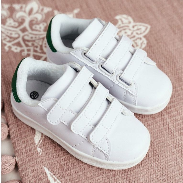 FRROCK Chaussures De Sport Enfant Jeunes Blanc Fifi Velcro vert 2